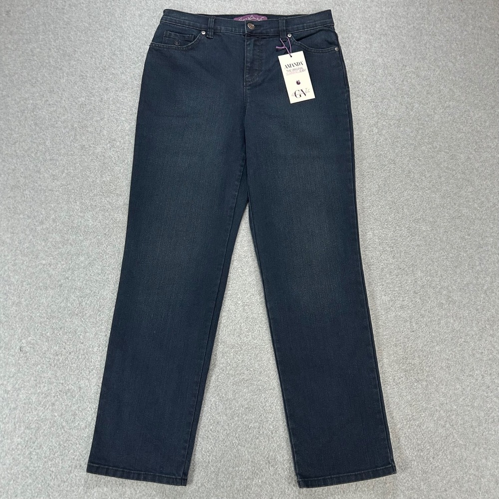 Gloria Vanderbilt Jeans Amanda Womens 8S Dark Blue Denim Classic Casual Slimming